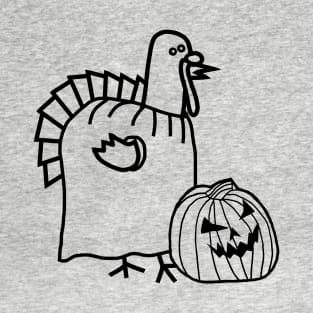 Thanksgiving Turkey Halloween Pumpkin Costume Line Drawing T-Shirt